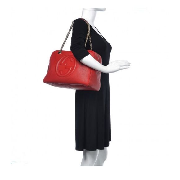 Gucci Red Leather Soho Bowler Chain Shoulder Bag - Picture 10 of 16